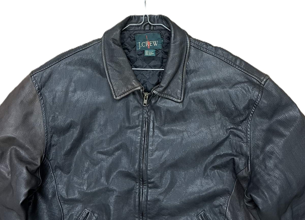 画像: 90'S J.CREW 旧タグ 裏地キルティング レザー ドリズラージャケット ダークブラウン/ツートン (VINTAGE)