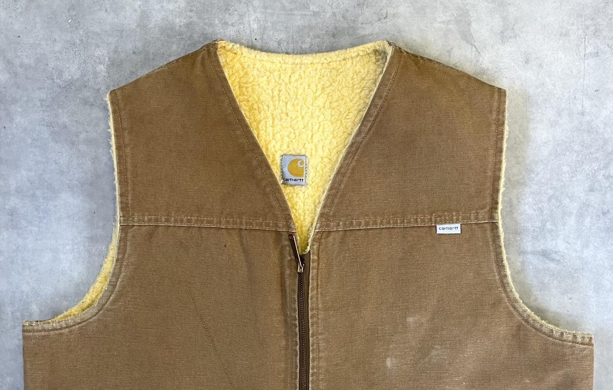 画像: CARHARTT 裏地ボア ダックベスト ブラウン (VINTAGE)