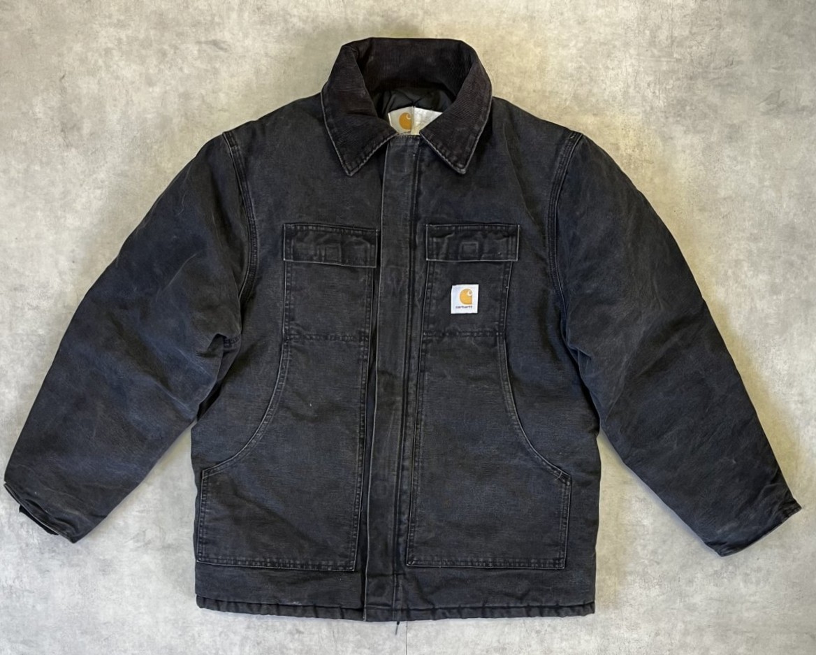 画像1: 80'S CARHARTT "TRADITIONAL COAT" 裏地キルティング ダックジャケット ブラック USA製 (VINTAGE)