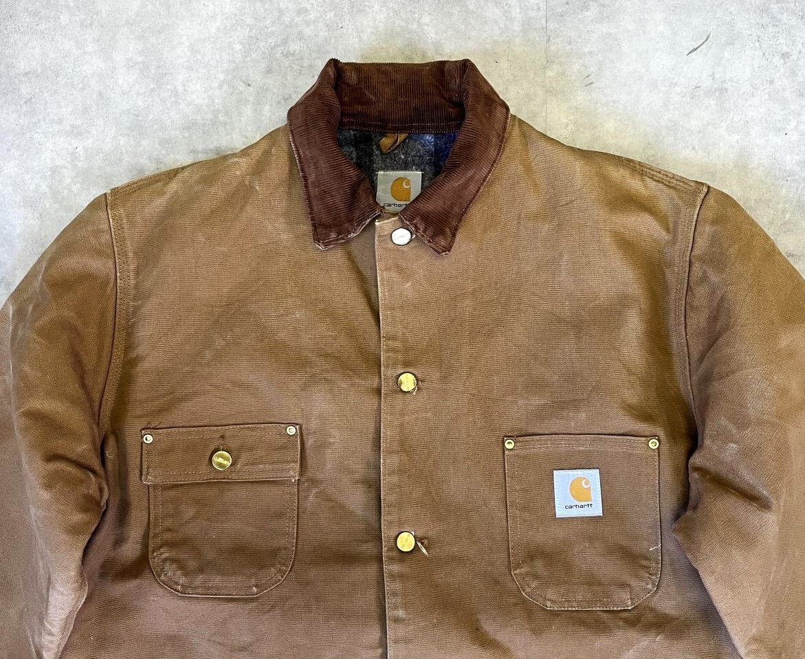 画像: 90'S CARHARTT "MICHIGAN CHORE COAT" 裏地ブランケット ダックジャケット ブラウン USA製 (VINTAGE)