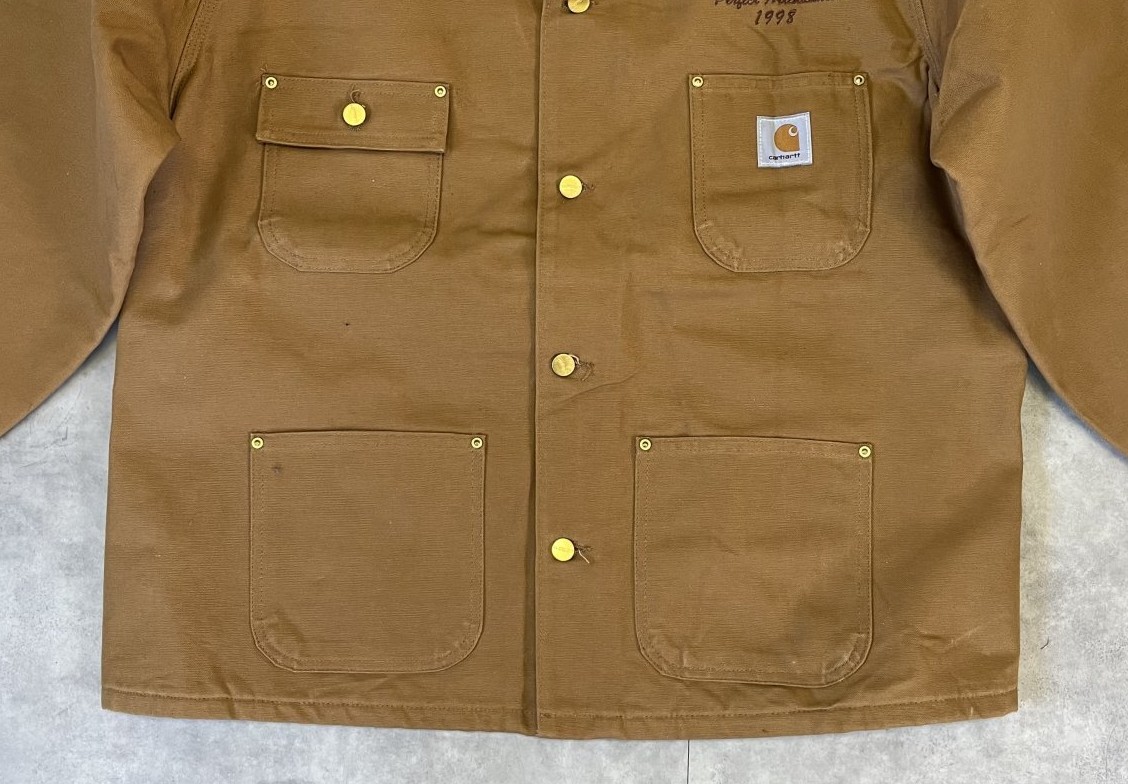 画像: 90'S CARHARTT "MICHIGAN CHORE COAT" 裏地ブランケット ダックジャケット ブラウン USA製 (VINTAGE)
