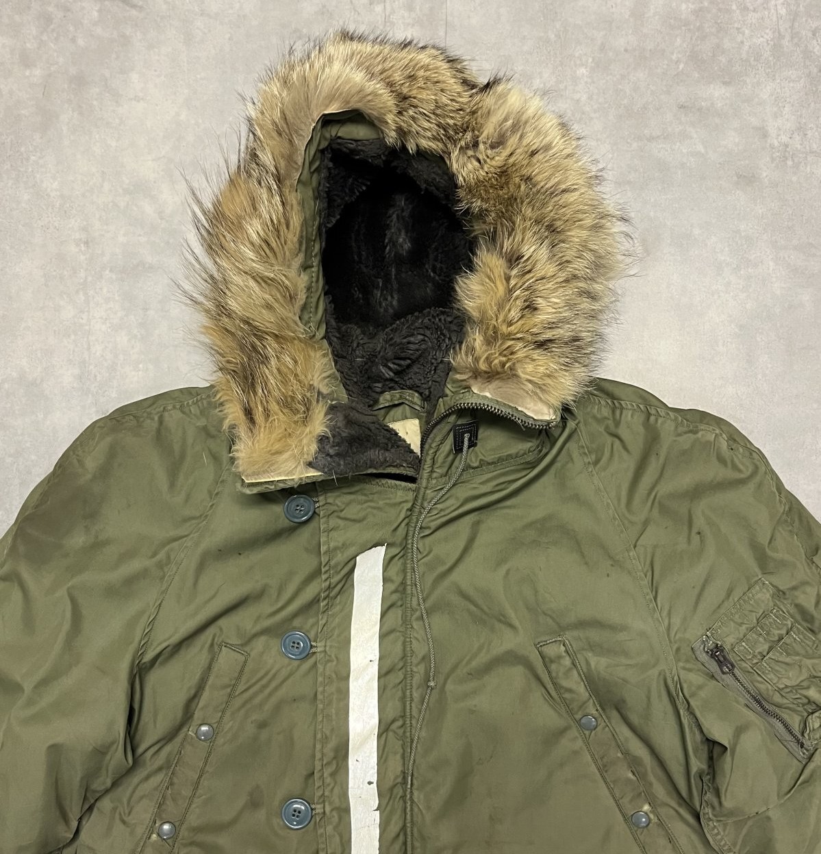 画像: 70'S アメリカ軍 USAF "MIL-J-6279H(1)" コヨーテファー 背面ステンシル N-3B SCOVILLジップ (VINTAGE)