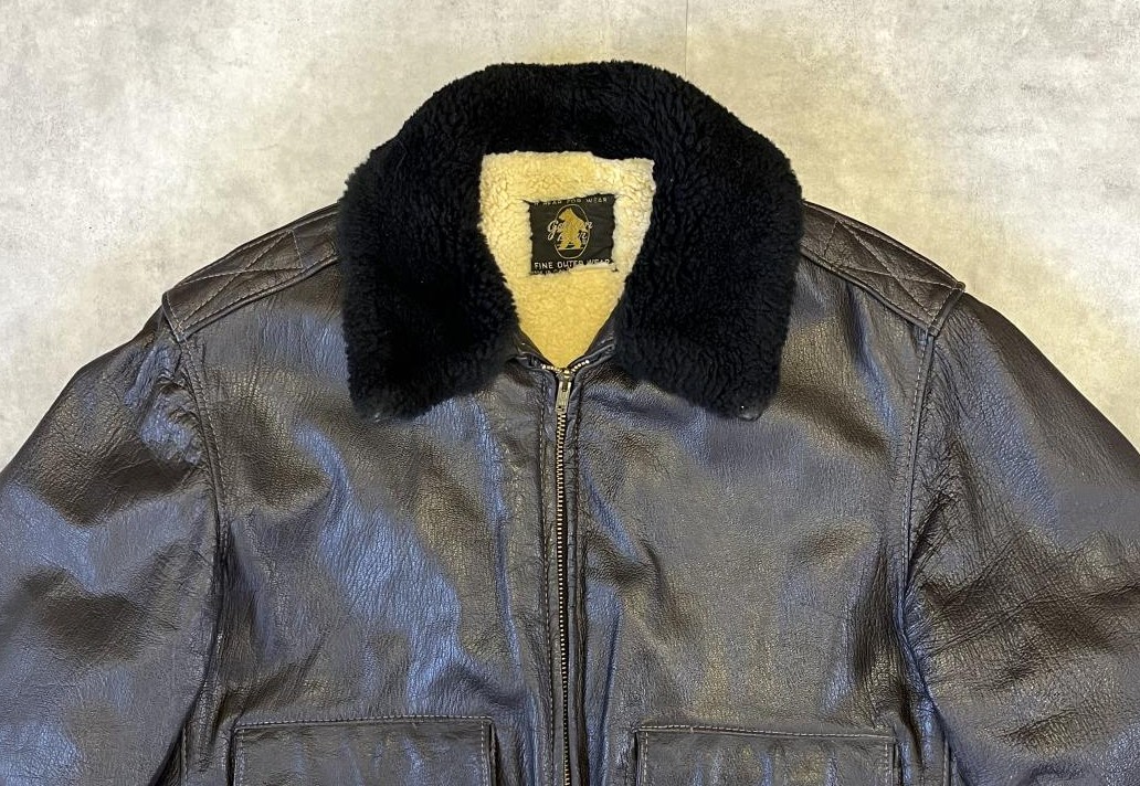 画像: 70'S GOLDEN BEAR 黒タグ 裏地ムートン G-1 レザー フライトジャケット TALONジップ (VINTAGE)