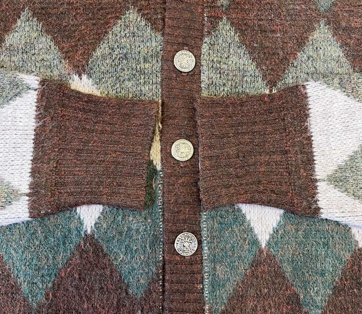 画像: 60'S CAMPUS メタルボタン オーロン ニットカーディガン アーガイル柄 USA製 (VINTAGE) 