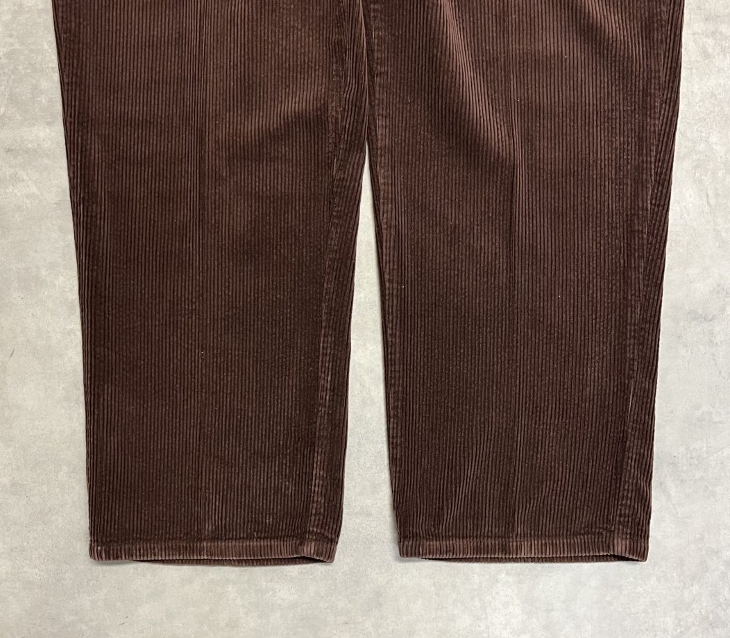 画像: 90'S RALPH LAUREN "ボックスロゴ" ツープリーツ 太畝コーデュロイパンツ ブラウン (VINTAGE)