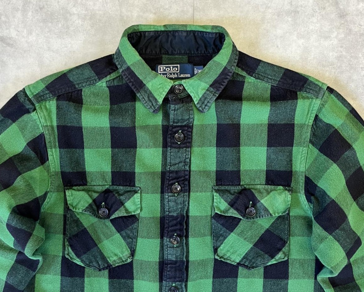 画像: 90'S RALPH LAUREN フランネル 長袖 ワークシャツ チェック柄 (VINTAGE)
