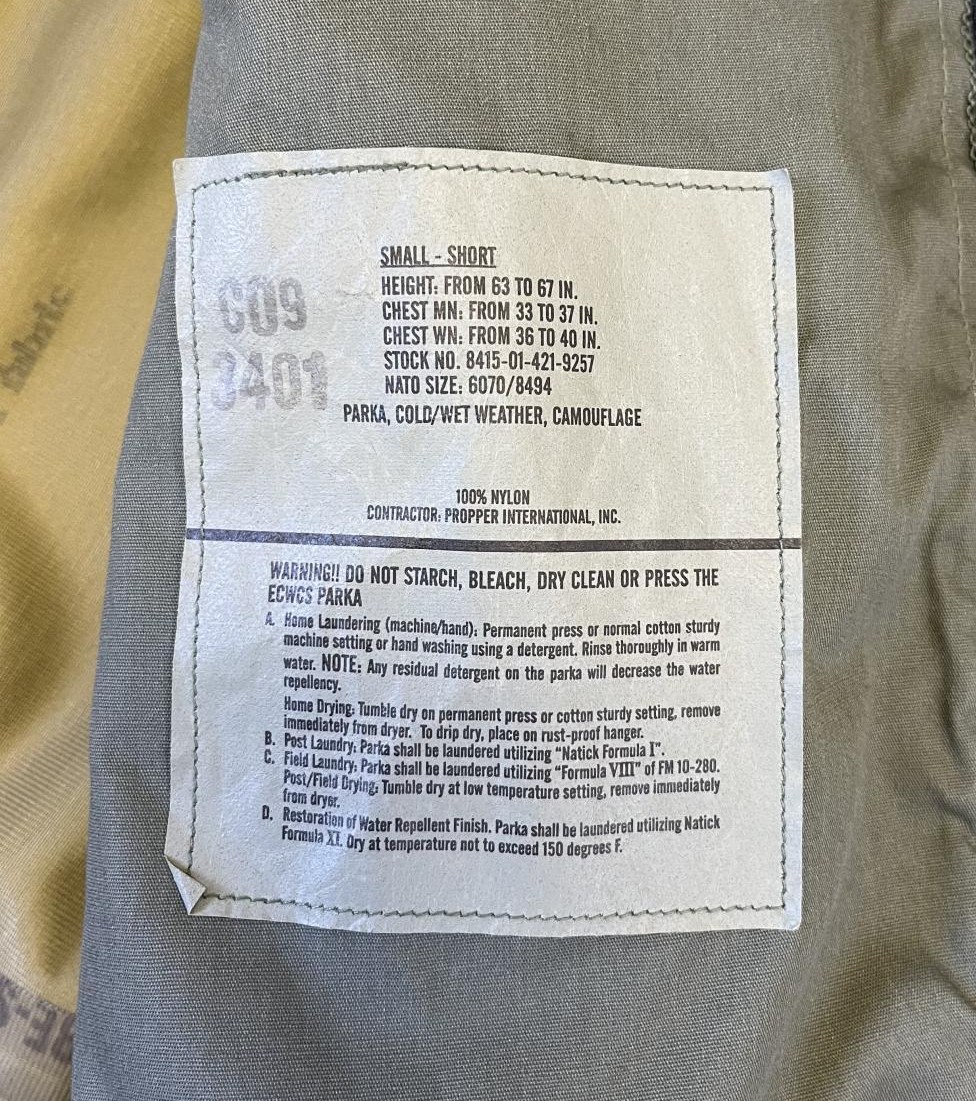 画像2: アメリカ軍 US ARMY ECWCS "GEN2モデル" GORE-TEX パーカー ウッドランドカモ S-SHORT (DEADSTOCK)