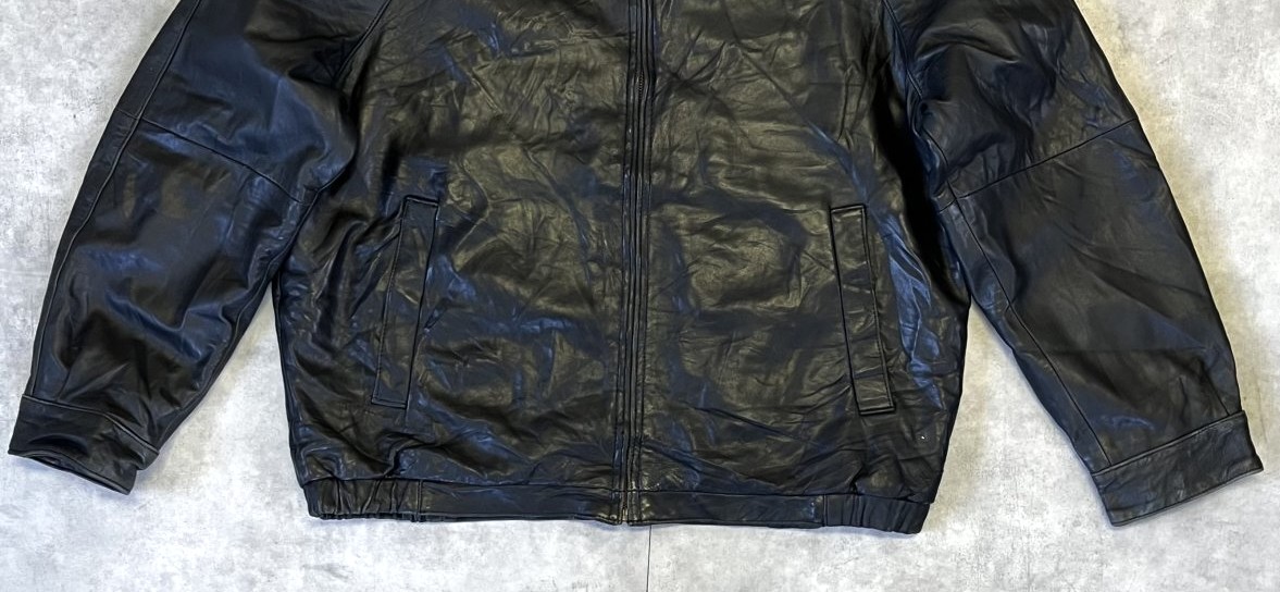 画像: 90'S PERRY ELLIS PORTFOLIO ラムスキン 裏地キルティング レザージャケット ブラック (VINTAGE)