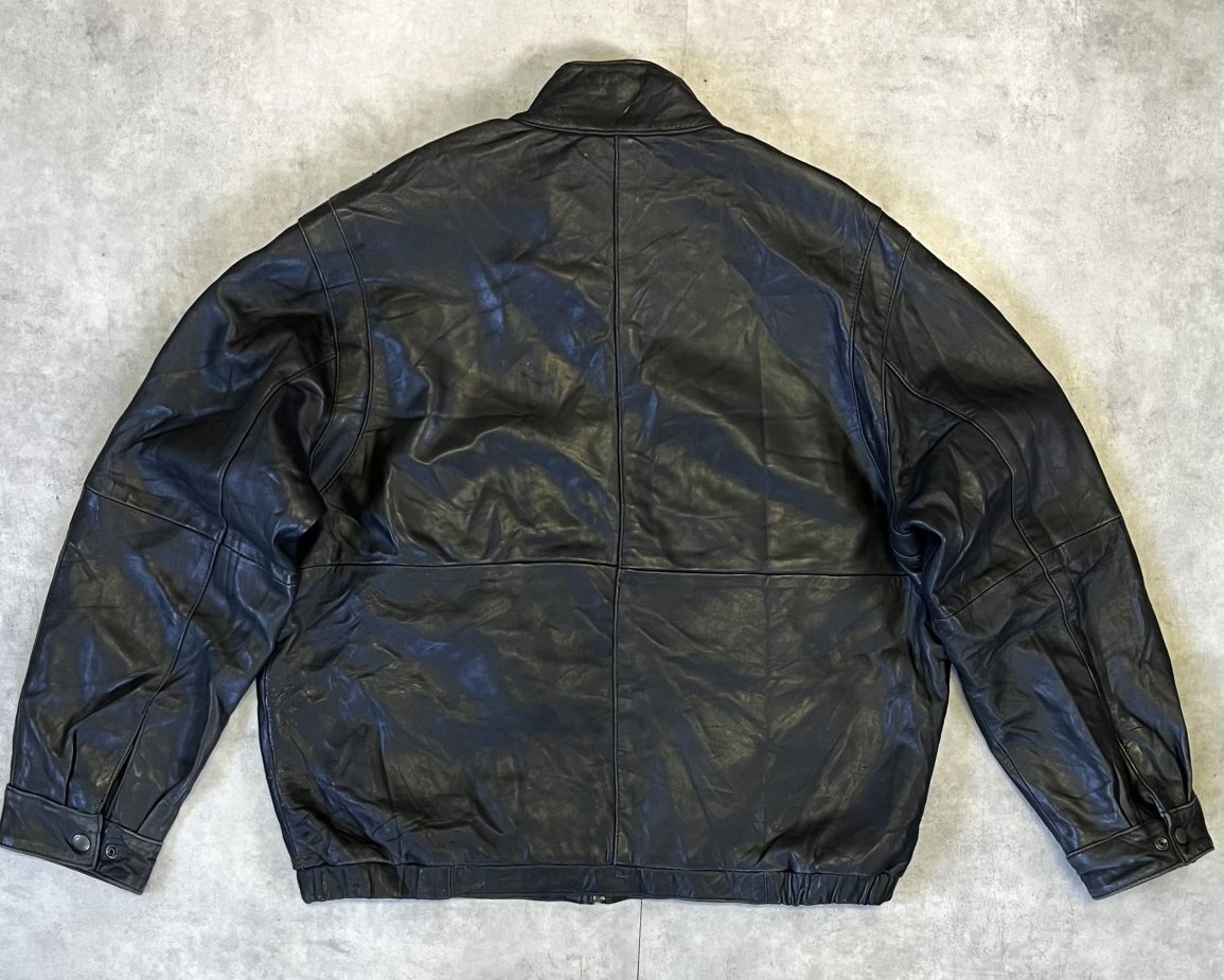 画像4: 90'S PERRY ELLIS PORTFOLIO ラムスキン 裏地キルティング レザージャケット ブラック (VINTAGE)