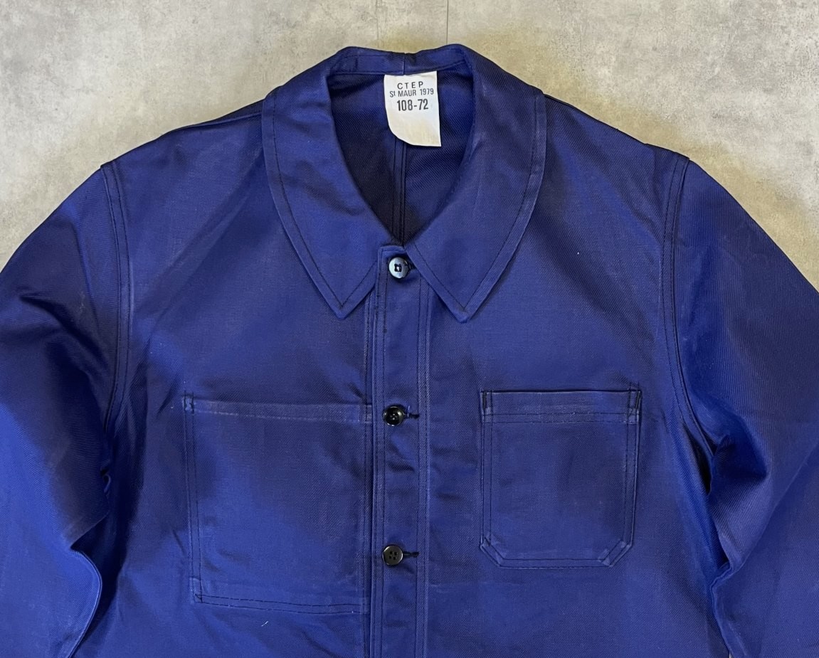 画像: 70'S フランス軍 ワークジャケット カバーオール インクブルー (DEADSTOCK)