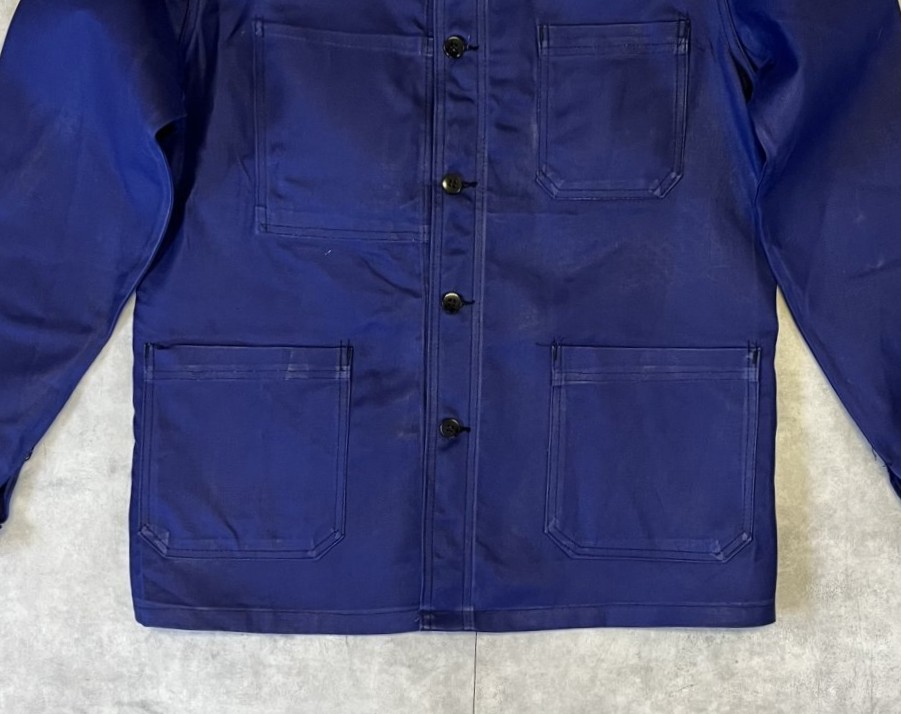 画像: 70'S フランス軍 ワークジャケット カバーオール インクブルー (DEADSTOCK)