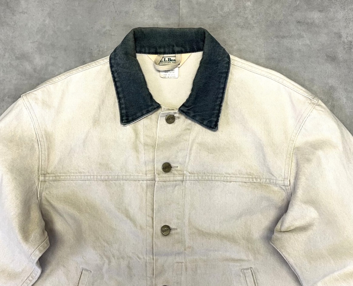 画像: 80'S LL Bean バイカラー デニムジャケット ダークグリーン/ナチュラル USA製 (VINTAGE)
