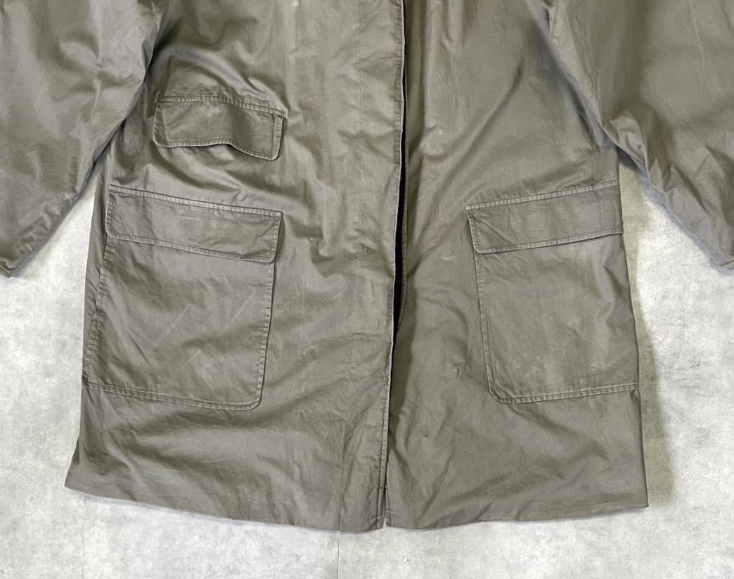 画像: 80'S BURBERRYS コットン/ウール 裏地チェック バルマカーンコート カーキ/ネイビー イングランド製 (VINTAGE)