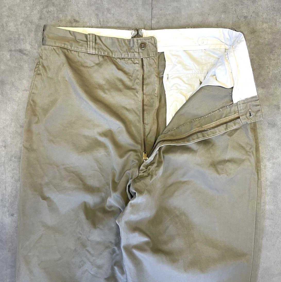 画像: 60'S アメリカ軍 US ARMY コットン100% チノパンツ PRENTICE製ブラスジップ (VINTAGE)
