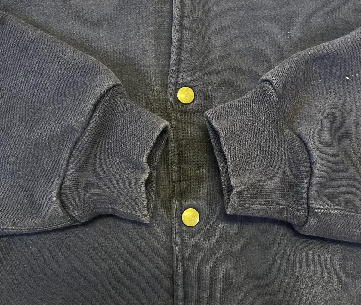 画像: 90'S RUSSELL ATHLETIC "PRO COTTON" 裏地ナイロン スナップボタン スウェットジャケット ネイビー USA製 (VINTAGE)