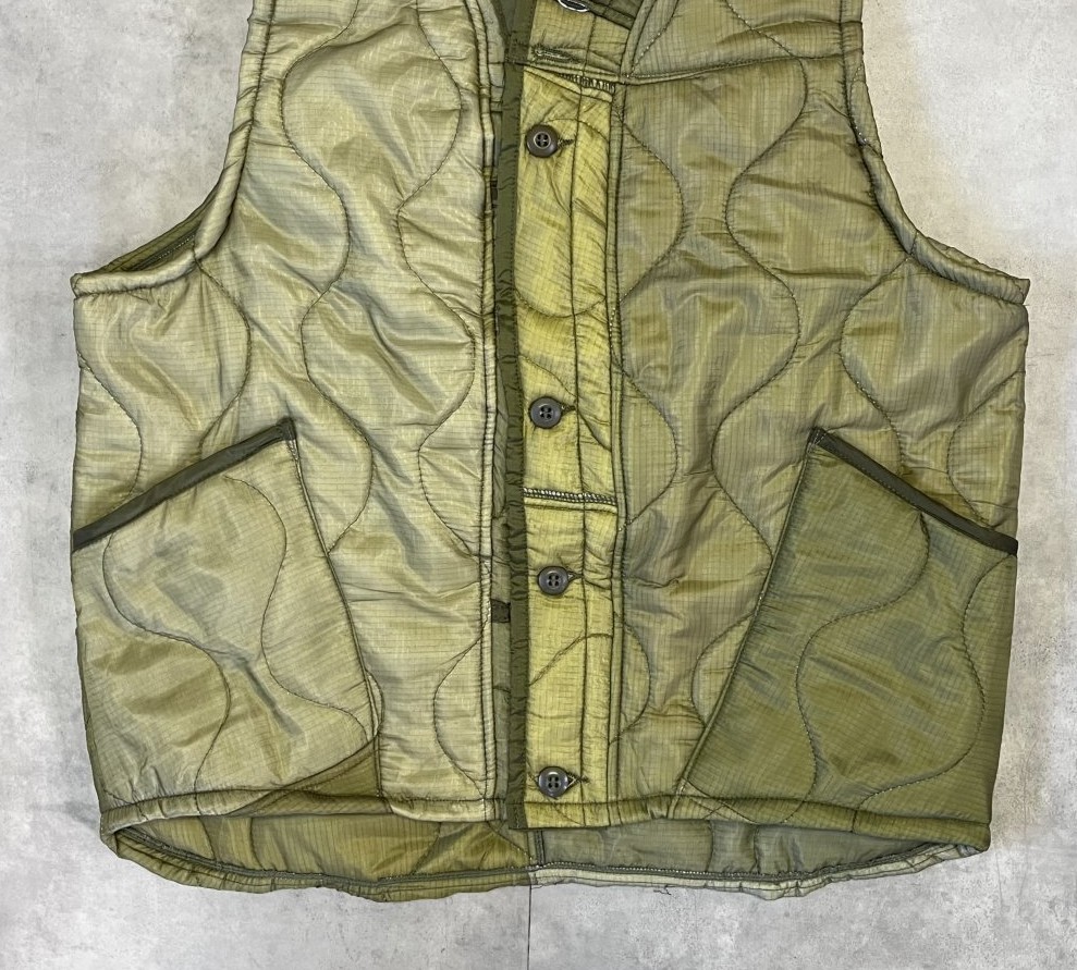 画像: ODDMENT "QUILTING VEST" アメリカ軍 キルティングライナー 解体再構築 ベスト オリーブ (REMAKE)