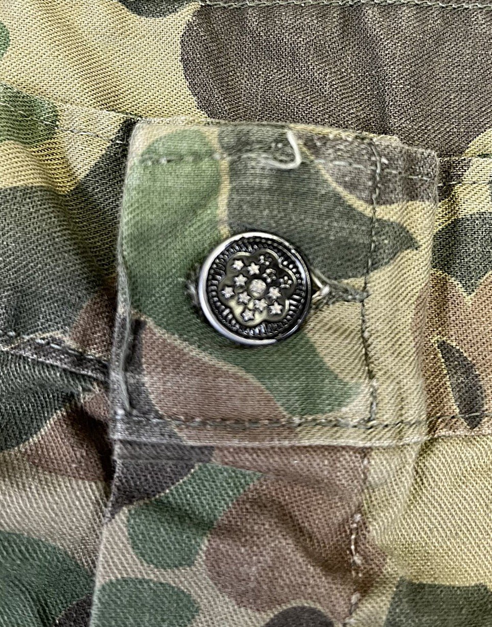 画像2: 60'S USMC 民間品 M-43 カーゴパンツ コの字留めジップ 13スターボタン ダックハンターカモ (VINTAGE)