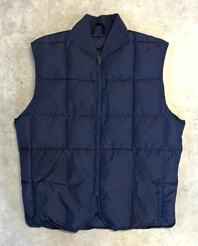 画像1: 80'S EDDIE BAUER 黒タグ グースダウン ダウンベスト ネイビー (VINTAGE)