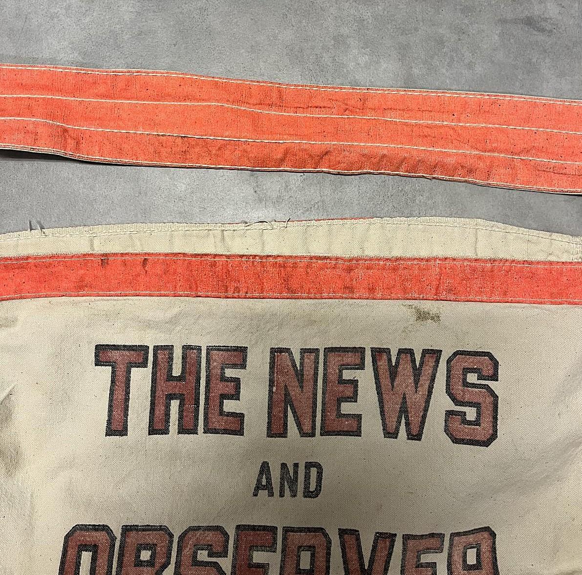 画像5: 60'S THE NEWS AND OBSERVER 染み込みプリント ニュースペーパーバッグ オフホワイト/オレンジ (VINTAGE)