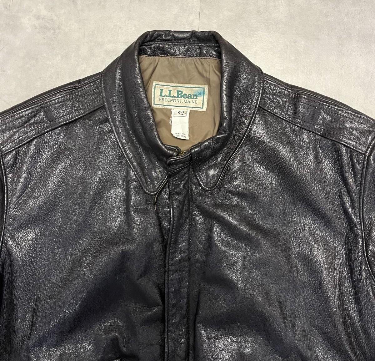 画像: 80'S LL Bean "A-2" レザー フライトジャケット ダークブラウン USA製 (VINTAGE)