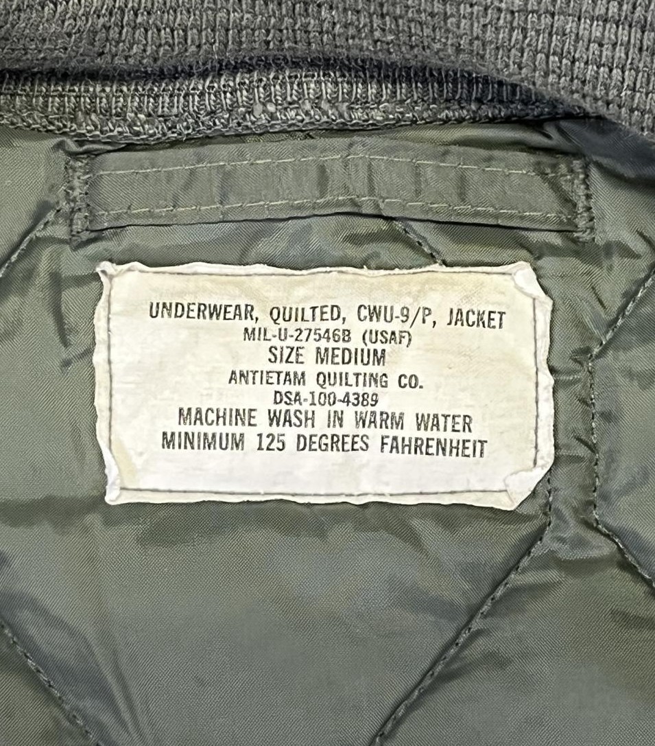 画像2: 60'S アメリカ軍 USAF "CWU-9/P 初期型" キルティング ライナージャケット セージグリーン (VINTAGE) 