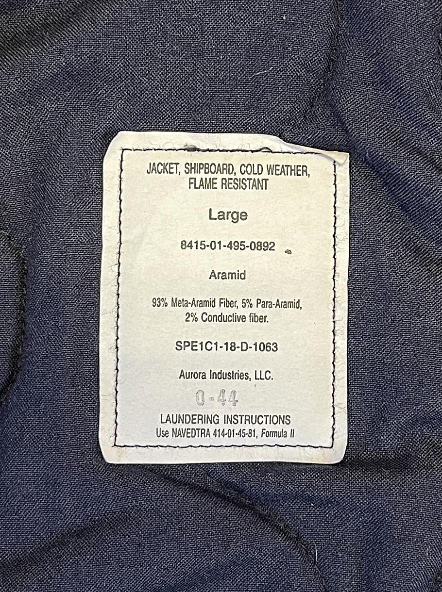 画像2: アメリカ軍 US NAVY "SHIPBOARD" アラミド デッキジャケット ネイビー (MINT CONDITION)
