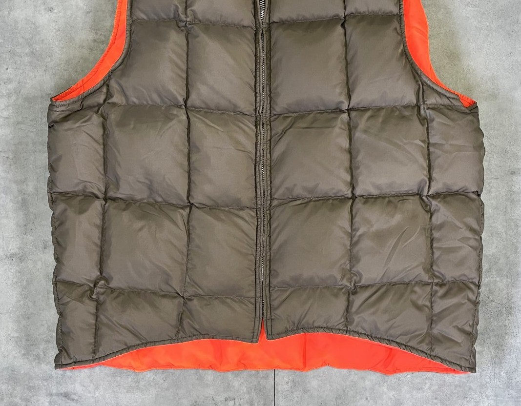 画像: 70'S WOOLRICH WOOLEN MILLS "THE TETON" リバーシブル ダウンベスト TALONアルミジップ タン/オレンジ (VINTAGE)