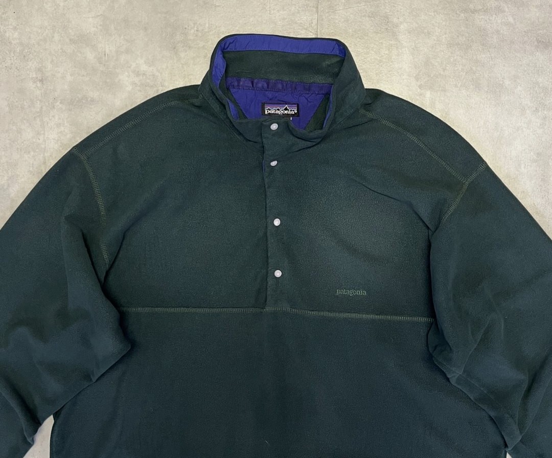 画像: 90'S PATAGONIA "MICRO D-LUXE PULLOVER" 旧タグ フリース スナップT ダークグリーン USA製 (VINTAGE)
