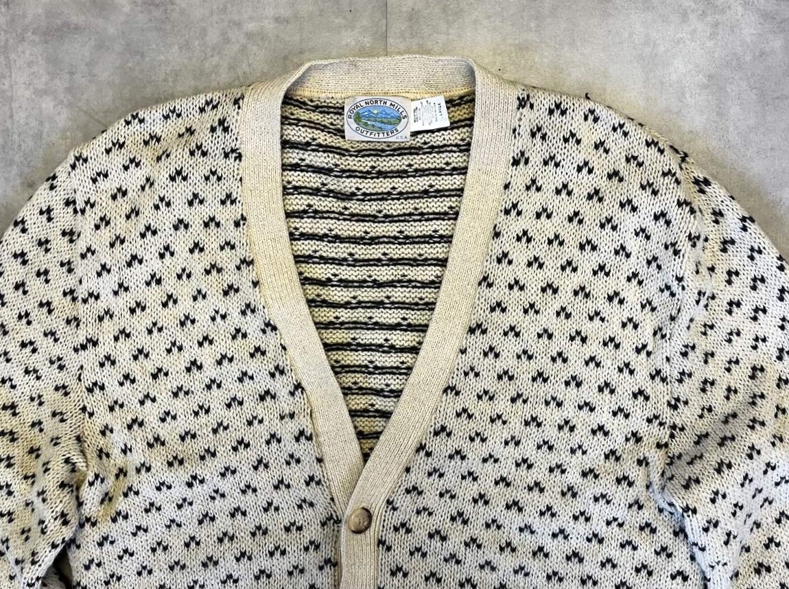 画像: 80'S ROYAL NORTH MILLS OUTFITTERS ニットカーディガン バーズアイ柄 USA製 (VINTAGE) 