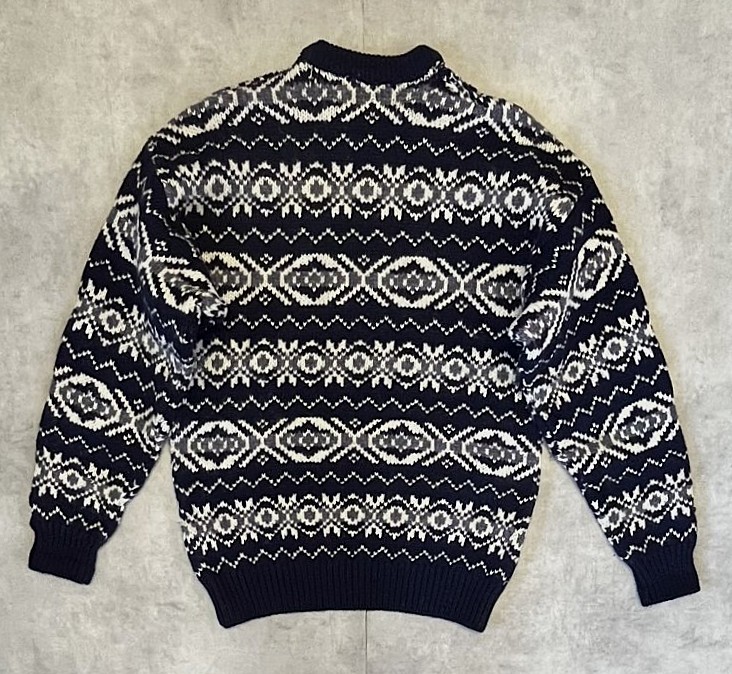 画像3: 80'S ORVIS クルーネック フィッシャーマンセーター ネイビー/ホワイト イギリス製 (VINTAGE) 