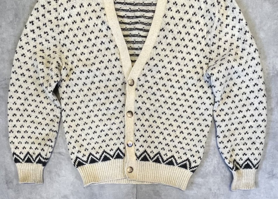 画像: 80'S ROYAL NORTH MILLS OUTFITTERS ニットカーディガン バーズアイ柄 USA製 (VINTAGE) 