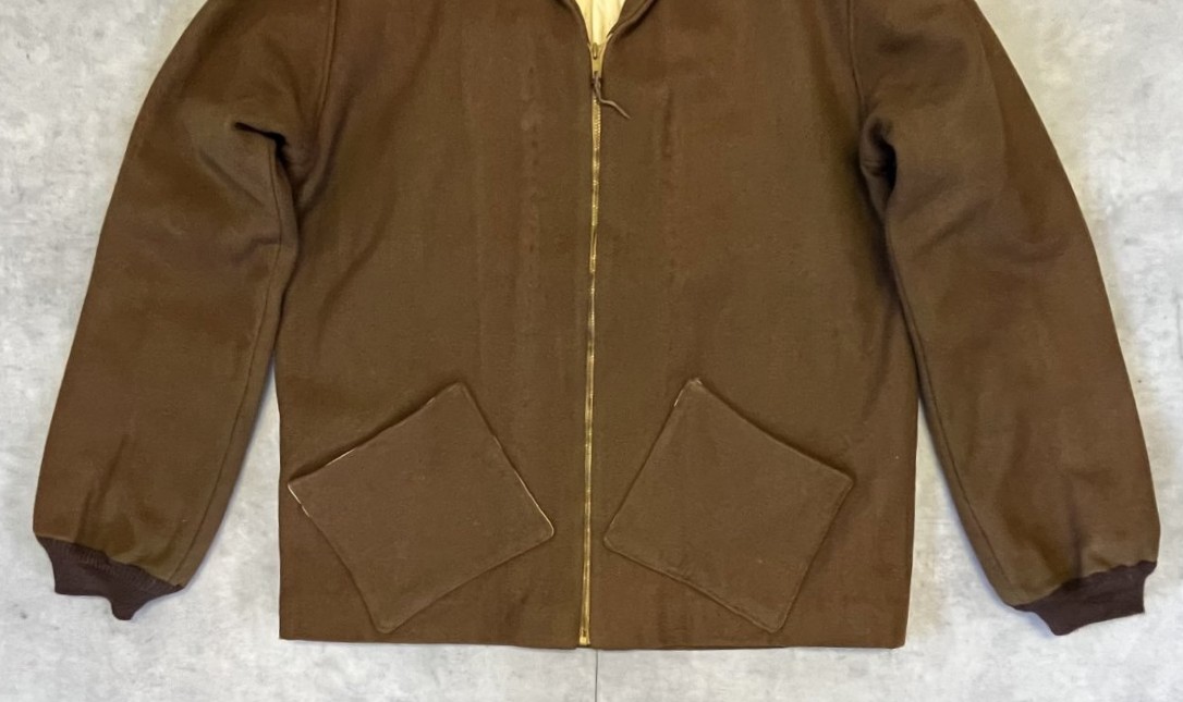 画像: 60'S UNKNOWN オープンカラー ハの字ポケット ウール スポーツジャケット TALONジップ ブラウン (VINTAGE)