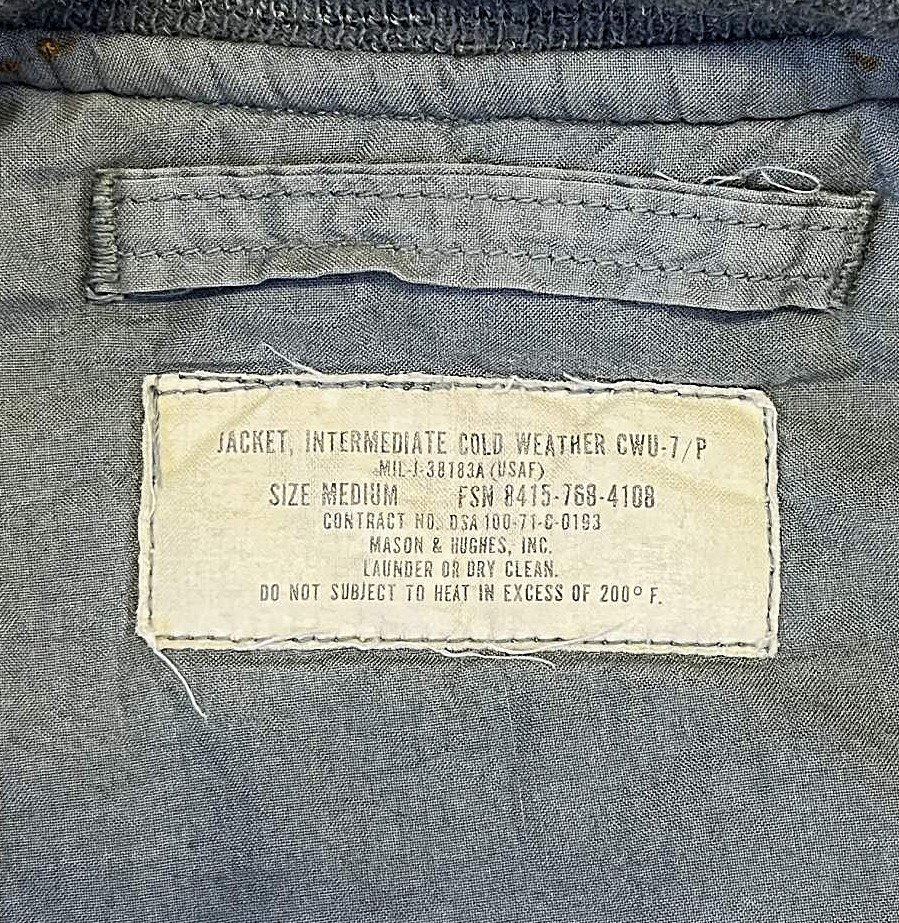 画像2: 70'S アメリカ軍 USAF "CWU-7/P" ユーティリティジャケット セージグリーン (VINTAGE) 