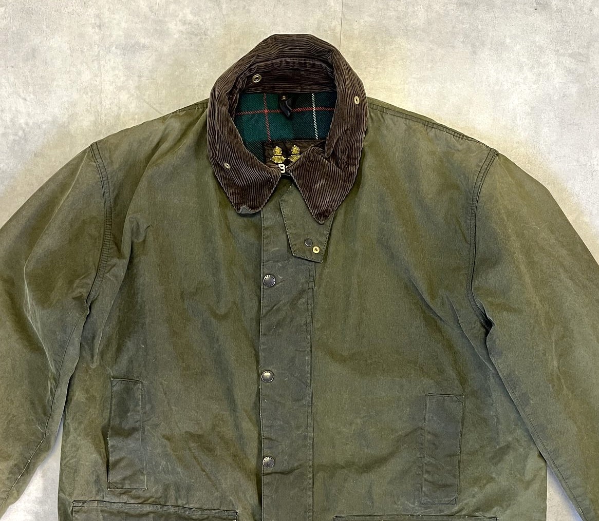 画像: 90'S BARBOUR 3クレスト "NORTHUMBRIA" 旧タグ 裏地ウール オイルドジャケット オリーブ イングランド製 (VINTAGE)