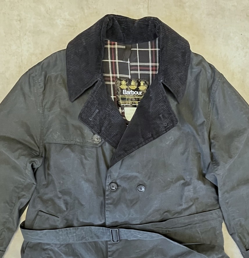 画像: 80'S BARBOUR 3クレスト "TRENCH COAT" 旧タグ オイルド トレンチコート ネイビー イングランド製 (VINTAGE)