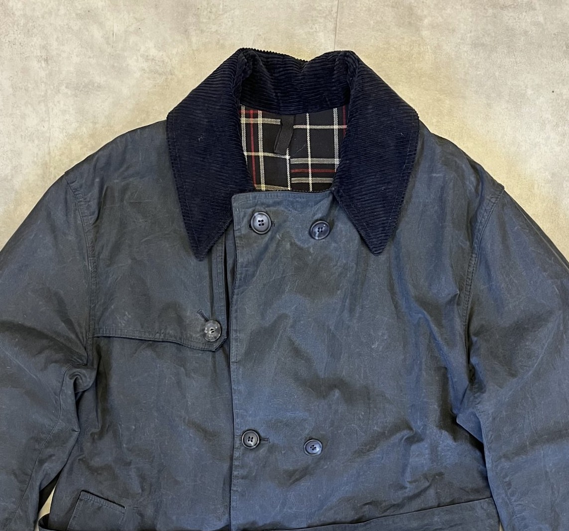 画像: 80'S BARBOUR 3クレスト "TRENCH COAT" 旧タグ オイルド トレンチコート ネイビー イングランド製 (VINTAGE)
