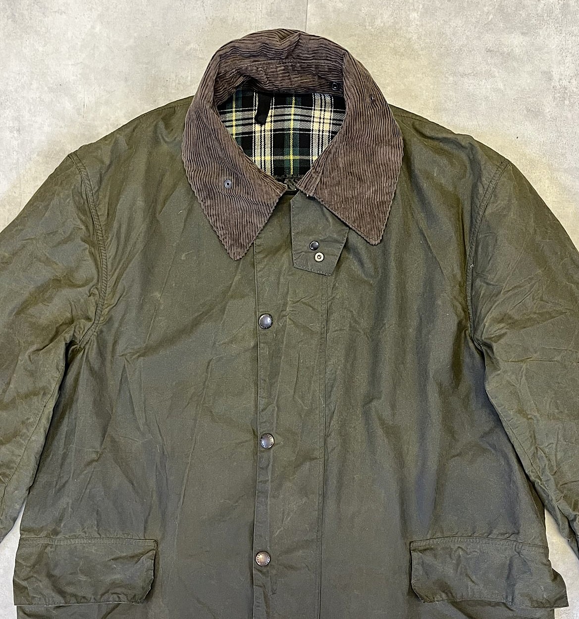 画像: 80'S BARBOUR 2クレスト "BURGHLEY" 旧タグ オイルドコート オリーブ イングランド製 (VINTAGE)