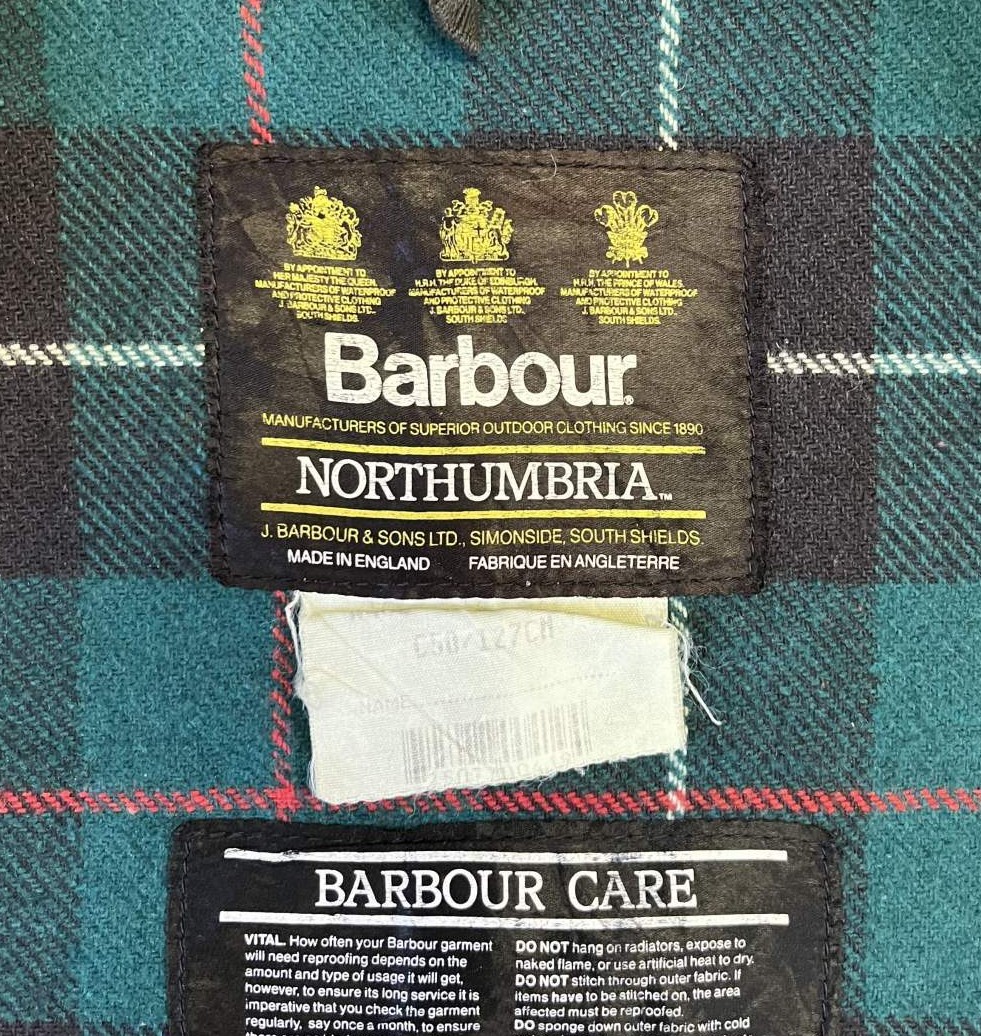 画像2: 90'S BARBOUR 3クレスト "NORTHUMBRIA" 旧タグ 裏地ウール オイルドジャケット オリーブ イングランド製 (VINTAGE)