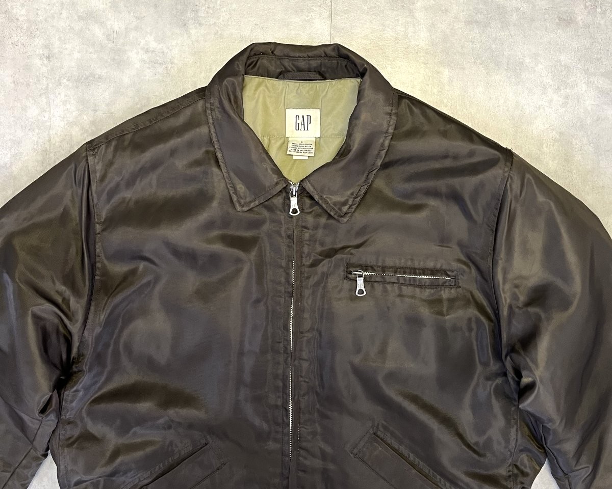 画像: 00'S GAP 旧タグ 裏地キルティング ナイロン ドリズラージャケット ダークブラウン (VINTAGE)