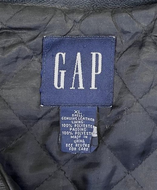 画像2: 00'S GAP 旧タグ 裏地キルティング レザー ドリズラージャケット ブラック (VINTAGE)