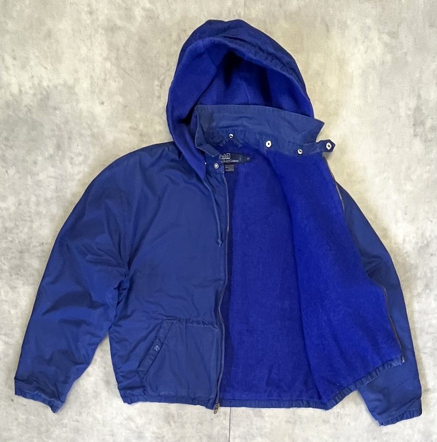 画像4: 90'S RALPH LAUREN チンスト付き フード付き 裏地フリース ドリズラージャケット ダークブルー (VINTAGE)