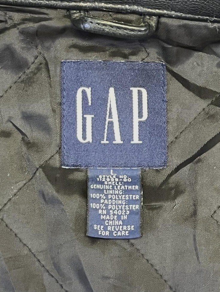 画像2: 00'S GAP 旧タグ 裏地キルティング レザー ライダースジャケット ブラック (VINTAGE)