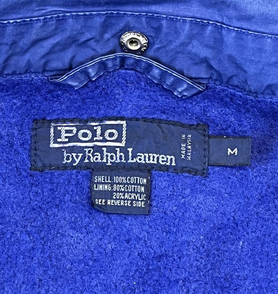 画像2: 90'S RALPH LAUREN チンスト付き フード付き 裏地フリース ドリズラージャケット ダークブルー (VINTAGE)