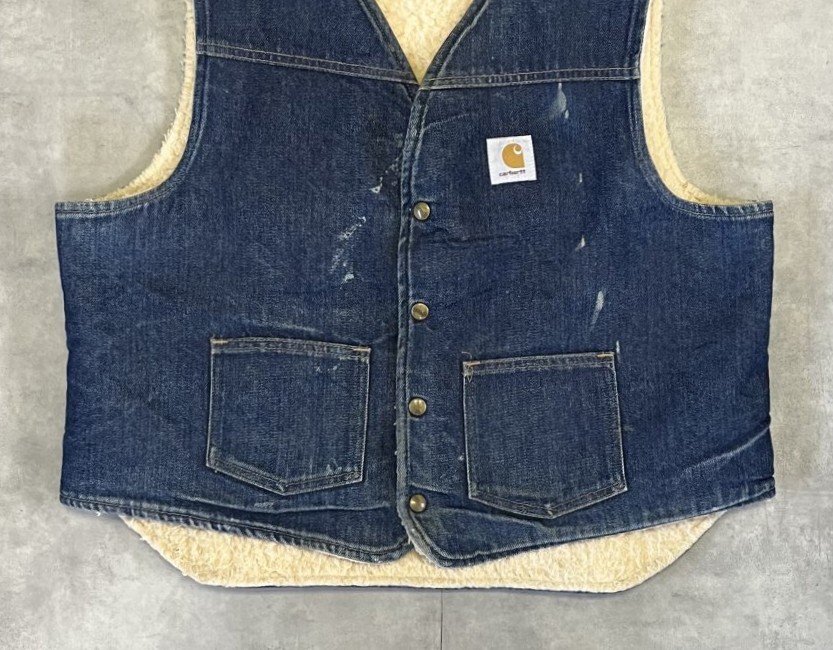 画像: 80'S CARHARTT 裏地ボア デニムベスト インディゴ USA製 (VINTAGE)
