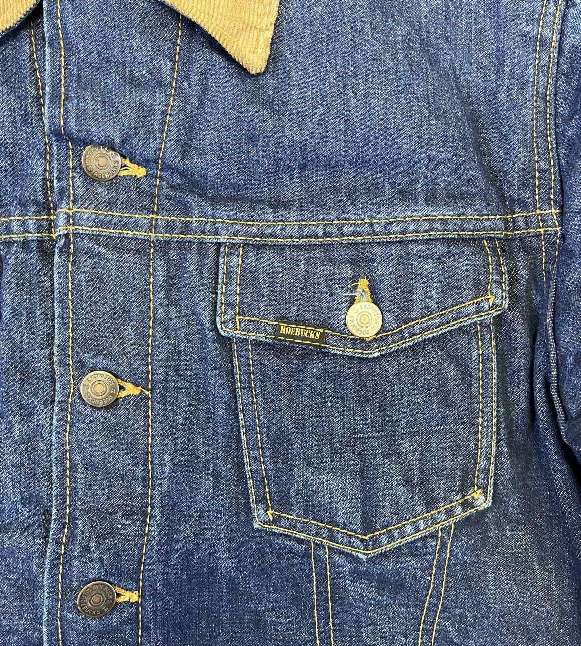 画像: 70'S ROEBUCKS 裏地キルティング 耳付きデニムジャケット インディゴ (VINTAGE)