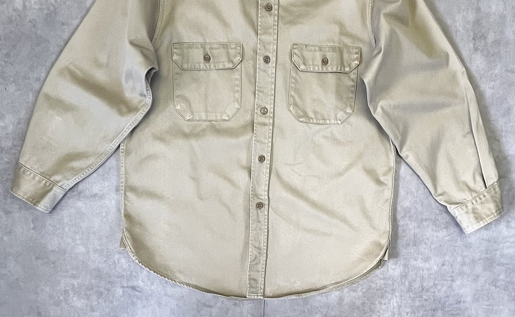 画像: 50'S BIG MAC コットンツイル マチ付き 長袖 ワークシャツ ベージュ (VINTAGE)