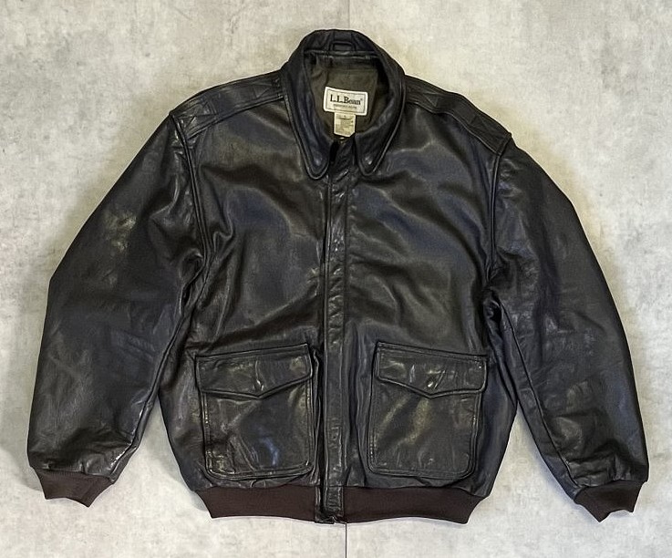 画像1: 90'S LL Bean "A-2" レザー フライトジャケット ダークブラウン USA製 (VINTAGE)