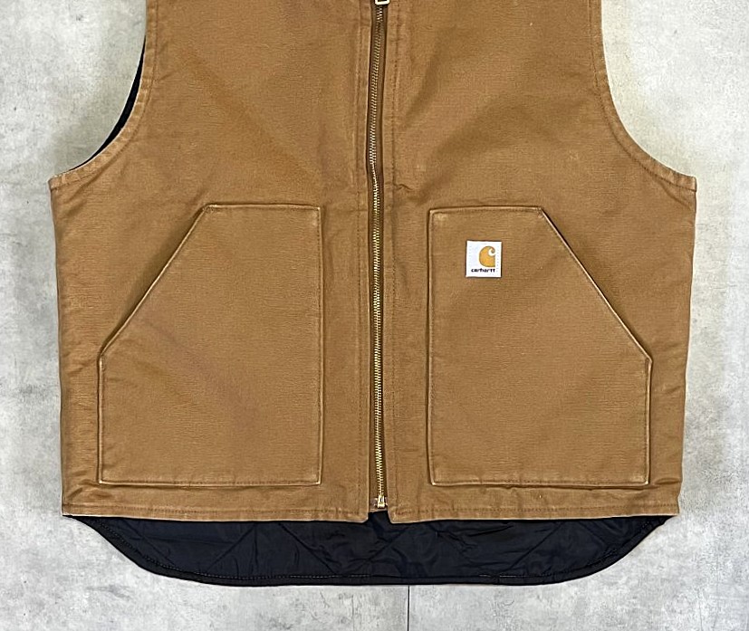 画像: CARHARTT 裏地キルティング ダックベスト ブラウン メキシコ製 (DEADSTOCK)