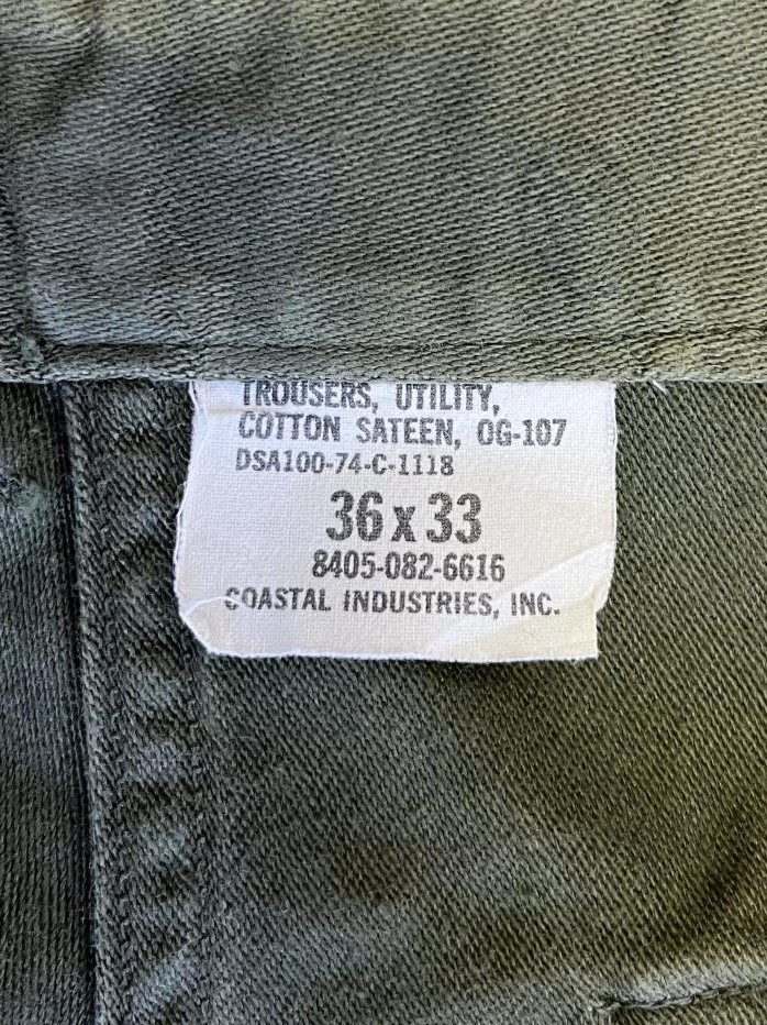 画像2: 70'S アメリカ軍 US ARMY "OG107" コットンサテン ベイカーパンツ ミリタリーグリーン (VINTAGE)
