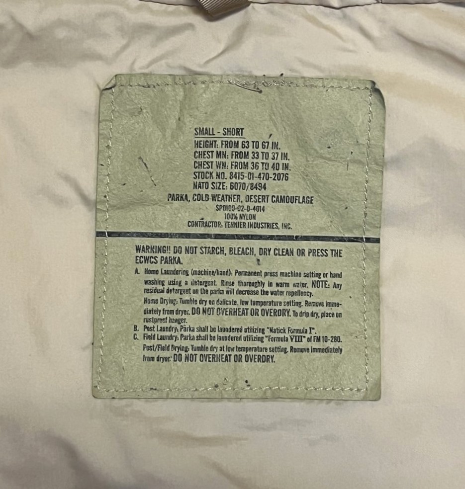 画像2: アメリカ軍 US ARMY ECWCS "GEN1後期モデル" GORE-TEX パーカー デザートカモ S-SHORT (VINTAGE)